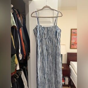 Vince Painterly Stripe Ruched Dress
